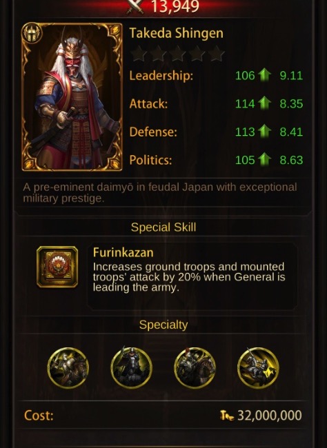 Takeda Shingen Evony Generals Evony TKR Guide